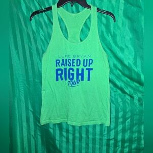 Luke Bryan Raised Up Right Tour, Green Tank Top Size Small Concert Graphic